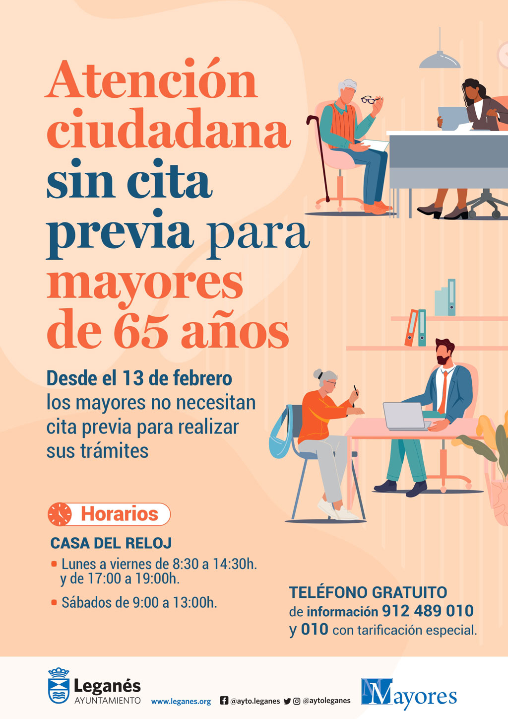 El Servicio de Atención a la Ciudadanía atenderá sin cita previa a los mayores de 65