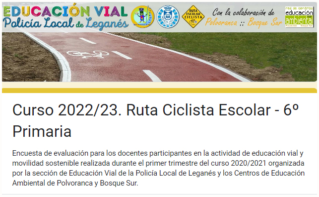 Curso 2022/23. Ruta Ciclista Escolar - 6º Primaria