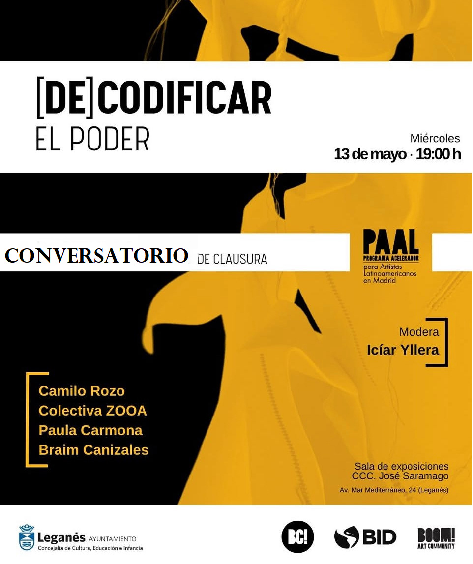 El lenguaje del poder a debate: Boom! Conversatorio "Decodificar el poder" en el marco de la exposición "(De)codificantes: “ficciones” subversivas"