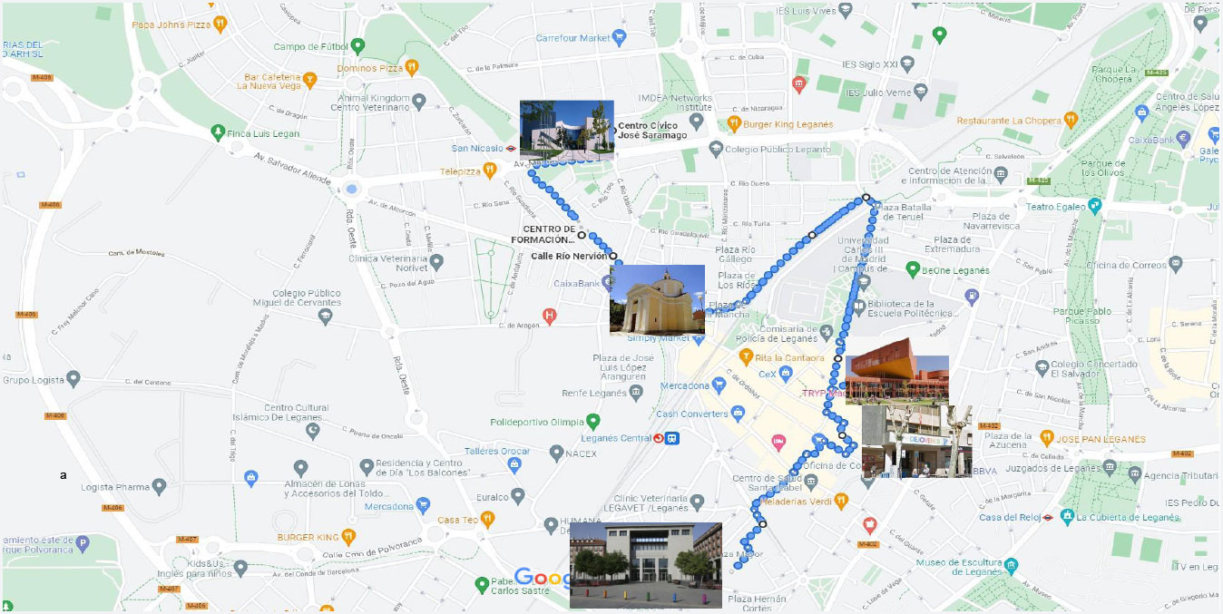 RUTA A PIE DE SAN NICASIO A LEGANES CENTRO. RECURSOS JUVENILES, CULTURALES Y COMERCIO LOCAL.