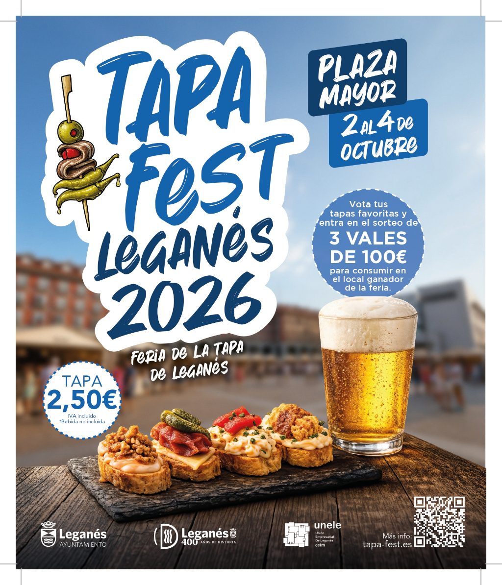 Este fin de semana llega Tapa Fest a la Plaza Mayor de Leganés, con 26 tapas exclusivas, música en directo, futbolines y zona infantil