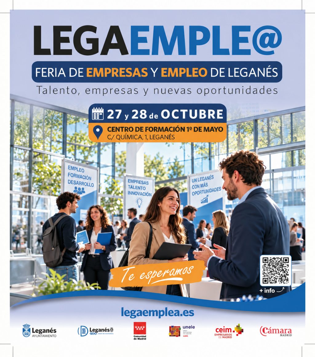 Llega una nueva Feria de Empleo de Leganés, con 50 empresas con stands para conectar con vecinos que buscan oportunidades laborales