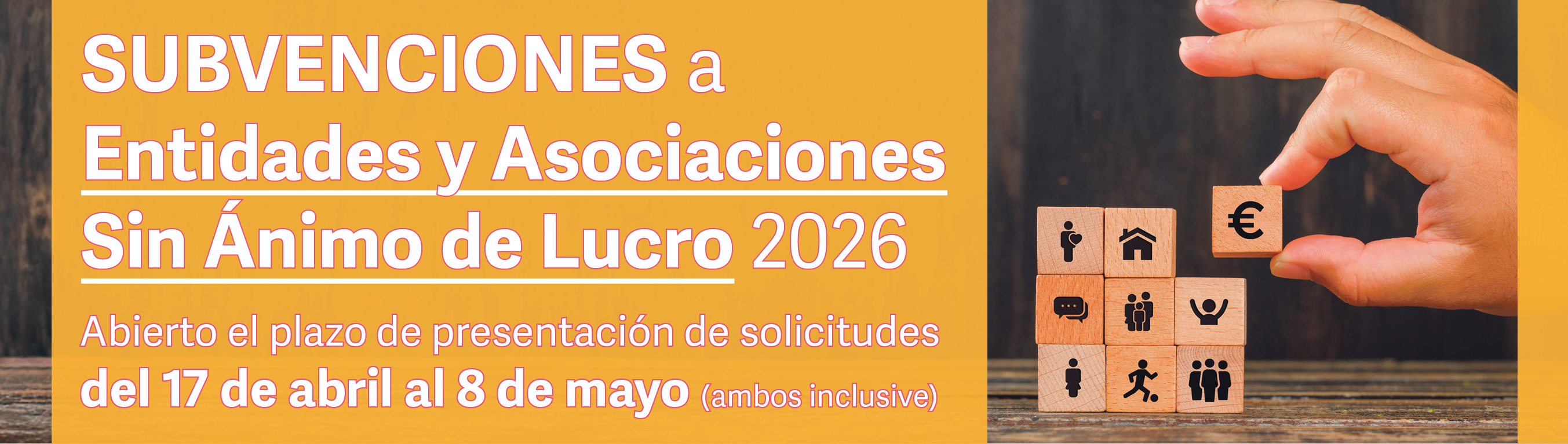 Apertura del plazo de presentación de solicitudes de la convocatoria de subvenciones a entidades sin animo de lucro 2026